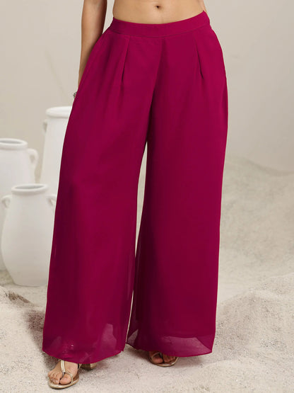 Libas Pink Embellished Georgette Co-Ords With Shrug