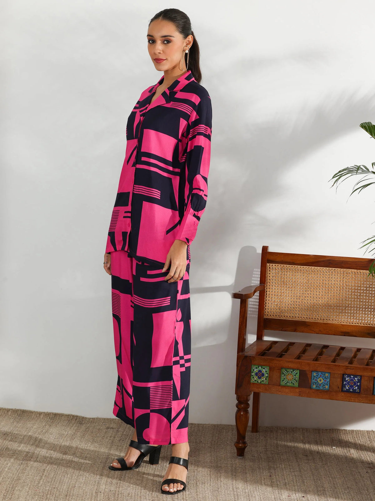 Libas Pink Printed Rayon Co-Ords