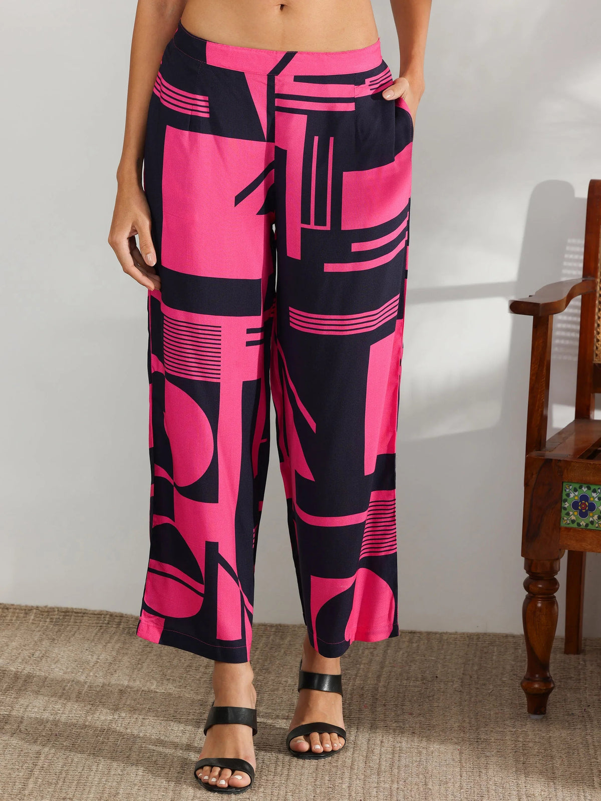 Libas Pink Printed Rayon Co-Ords