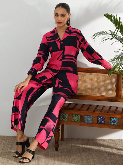 Libas Pink Printed Rayon Co-Ords