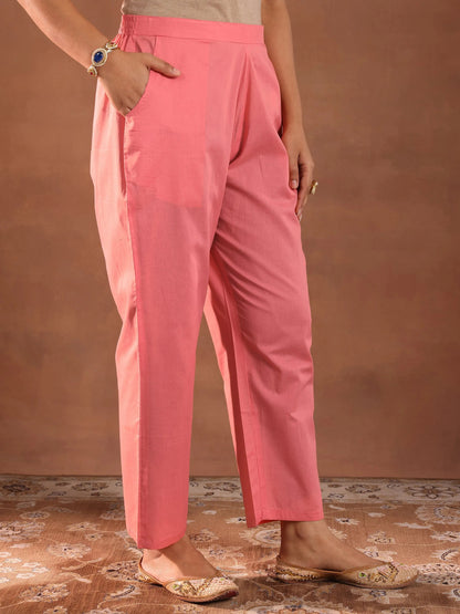Libas Peach Embroidered Chanderi Silk Straight Suit With Dupatta