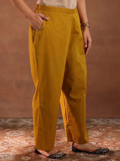 Libas Mustard Woven Design Chanderi Silk Straight Suit With Dupatta