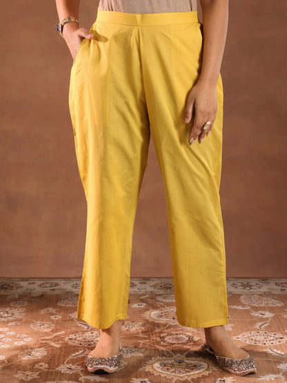 Libas Mustard Embroidered Chanderi Silk Straight Suit With Dupatta