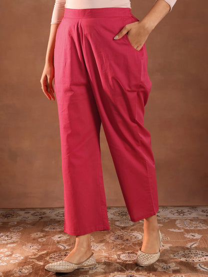 Libas Pink Embroidered Chanderi Silk Straight Suit With Dupatta