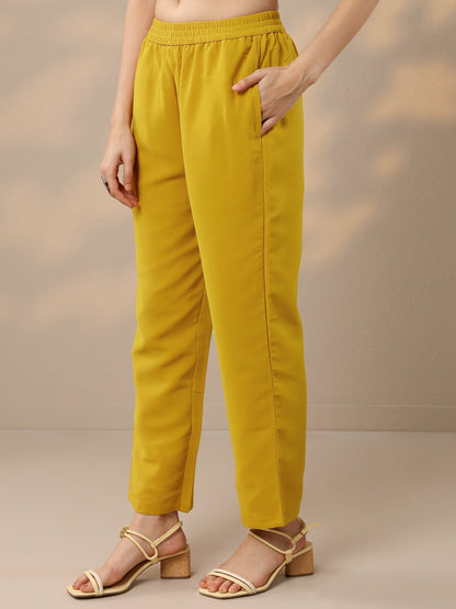 Libas Mustard Embroidered Georgette Straight Suit Set With Dupatta