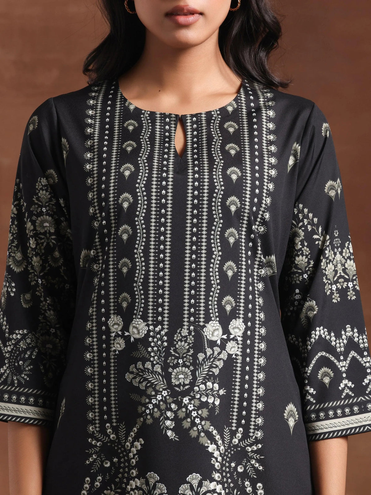 Libas Black Printed Crepe Straight Kurta Set
