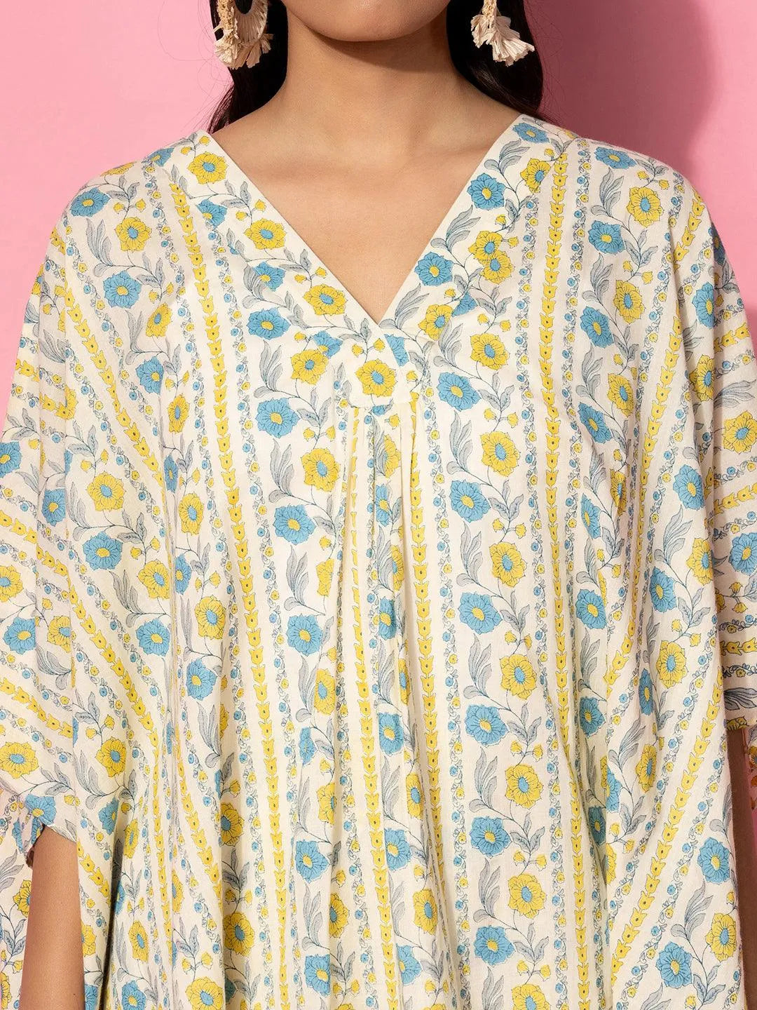 Gerua Cream Printed Cotton Blend Co-Ords