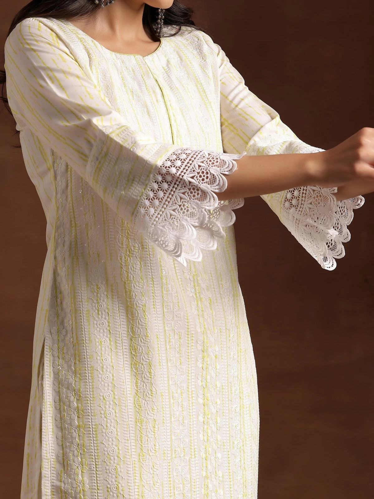 Libas Off White Embroidered Cotton Blend Straight Suit With Dupatta