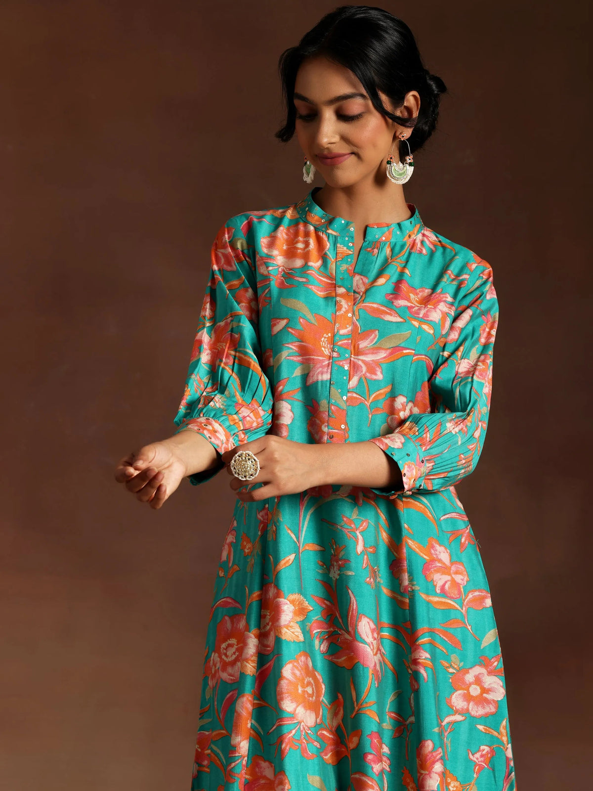 Gerua Blue Printed Silk Blend Co-Ords