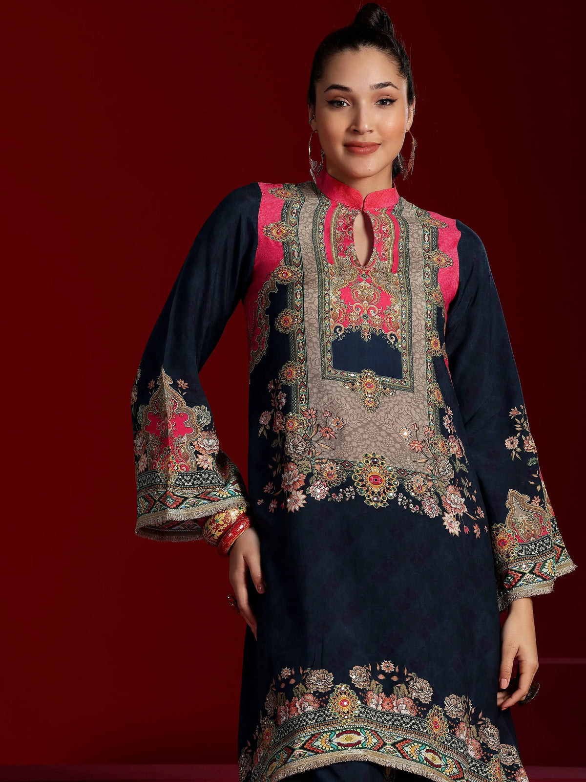Libas Art Multi Printed Silk Blend Co-Ords