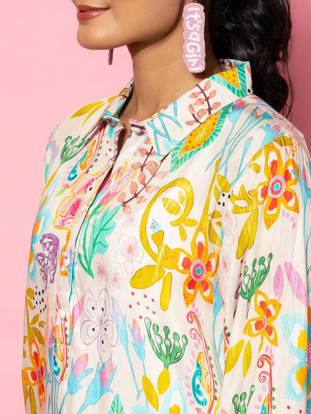 Gerua Cream Printed Silk Blend Co-Ords