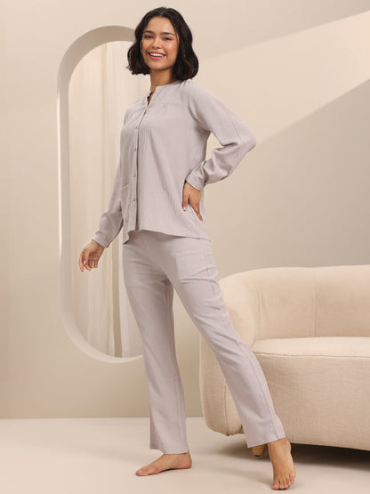 Gerua Beige Solid Cotton Blend Night Suits
