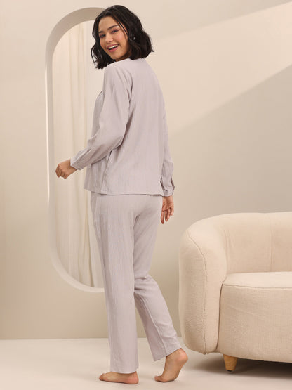 Gerua Beige Solid Cotton Blend Night Suits