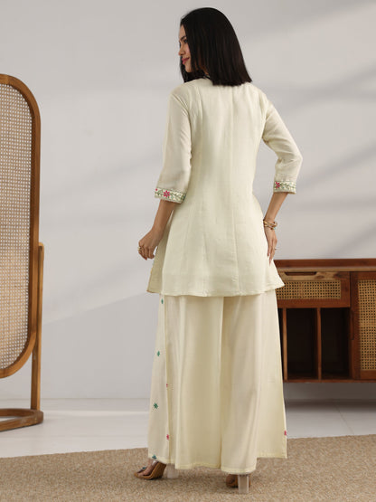 Libas Off White Embroidered Silk Blend Co-Ord Sets
