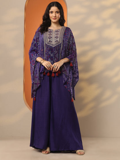Libas Purple Bandhani Printed A-Line Kurta Set