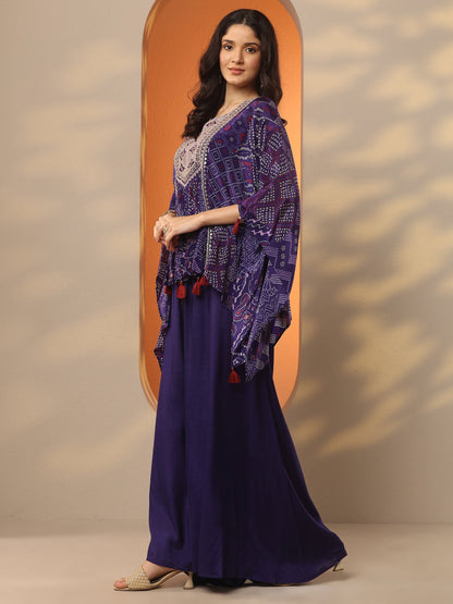 Libas Purple Bandhani Printed A-Line Kurta Set