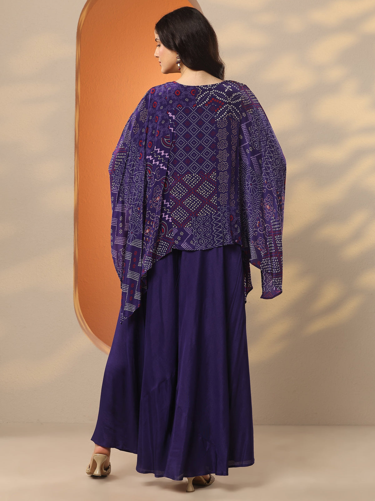Libas Purple Bandhani Printed A-Line Kurta Set