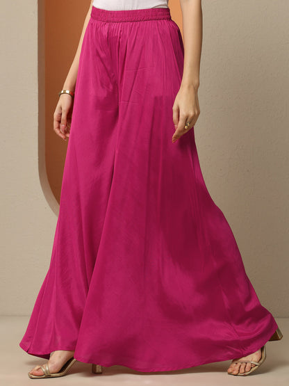 Libas Pink Printed Crepe A-Line Kurta Set