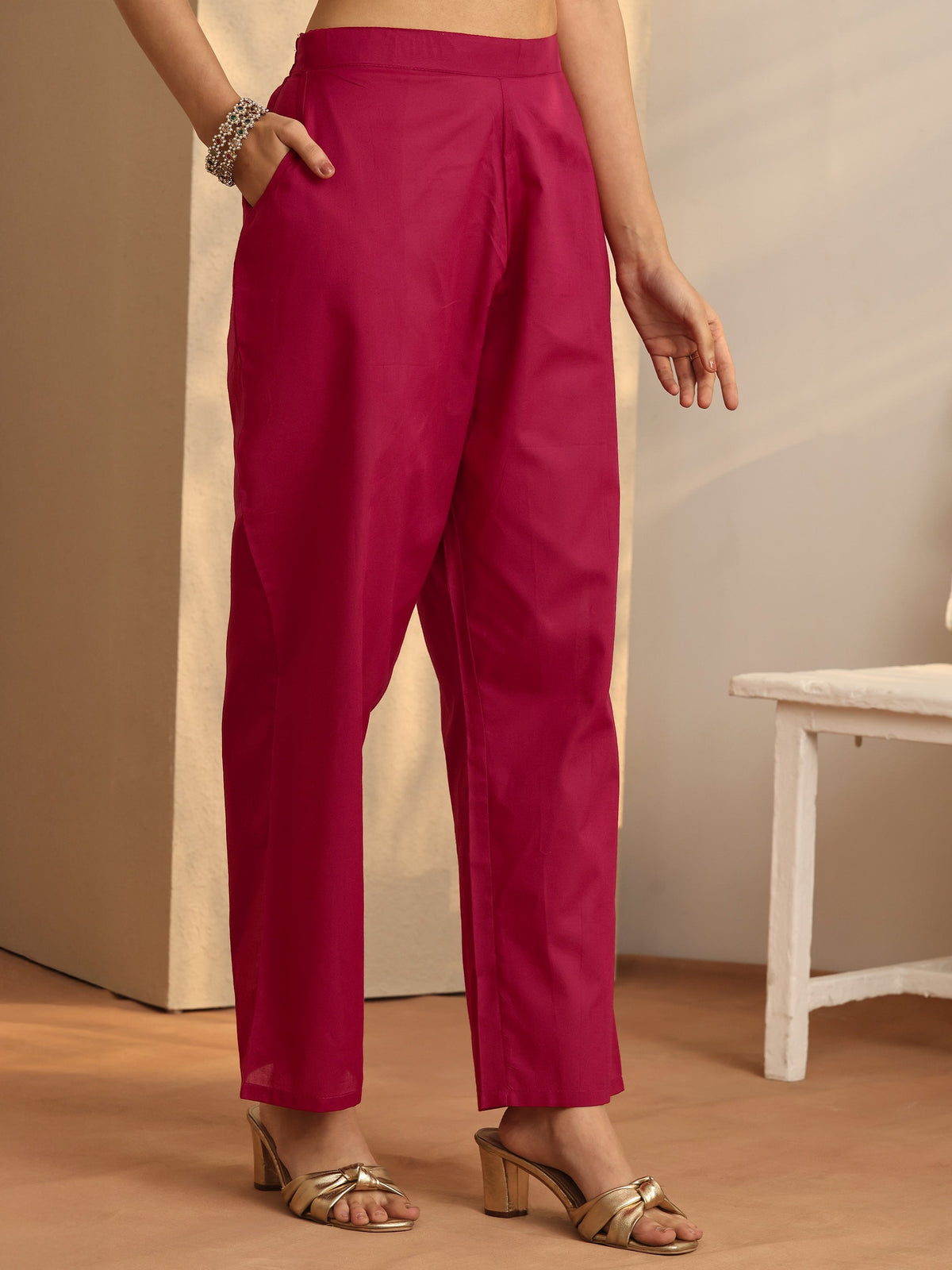 Libas Maroon Embellished Silk Blend Straight Suit Set With Dupatta