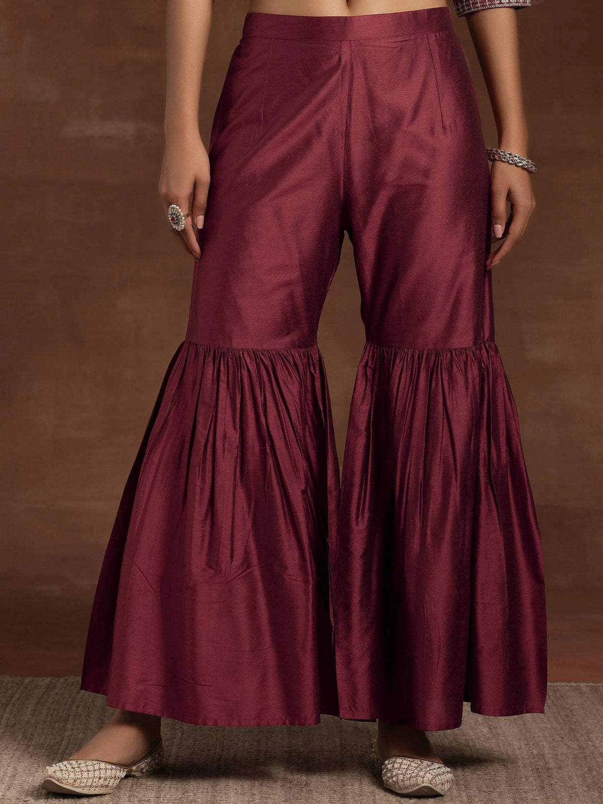 Gerua Rust Yoke Design Silk Blend Straight Suit With Dupatta