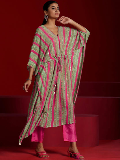 Libas Art Pink Printed Poly Georgette 3 Piece Co-Ords