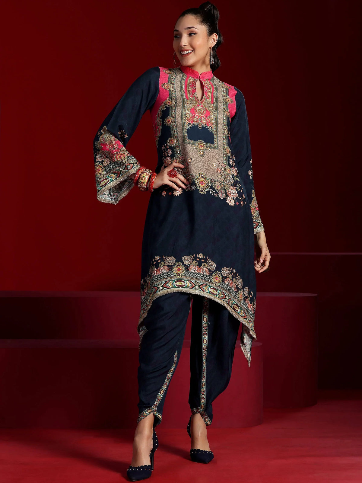 Libas Art Multi Printed Silk Blend Co-Ords