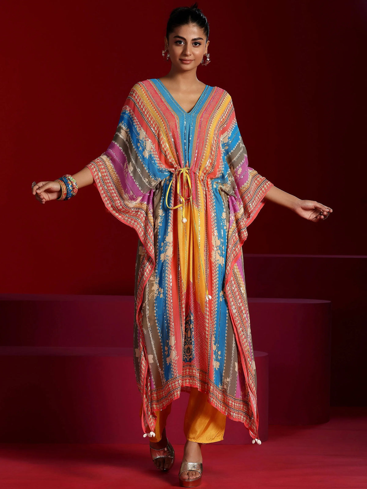 Libas Art Multi Printed Poly Georgette 3 Piece Co-Ords