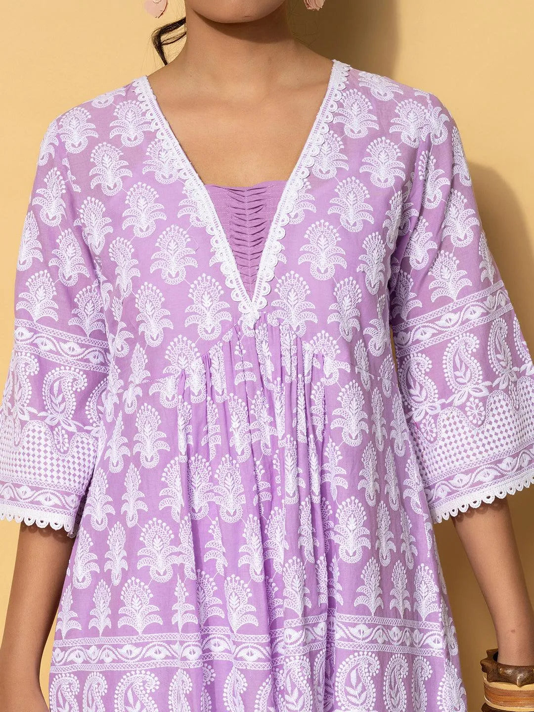 Libas Purple Self Design Cotton Co-Ords