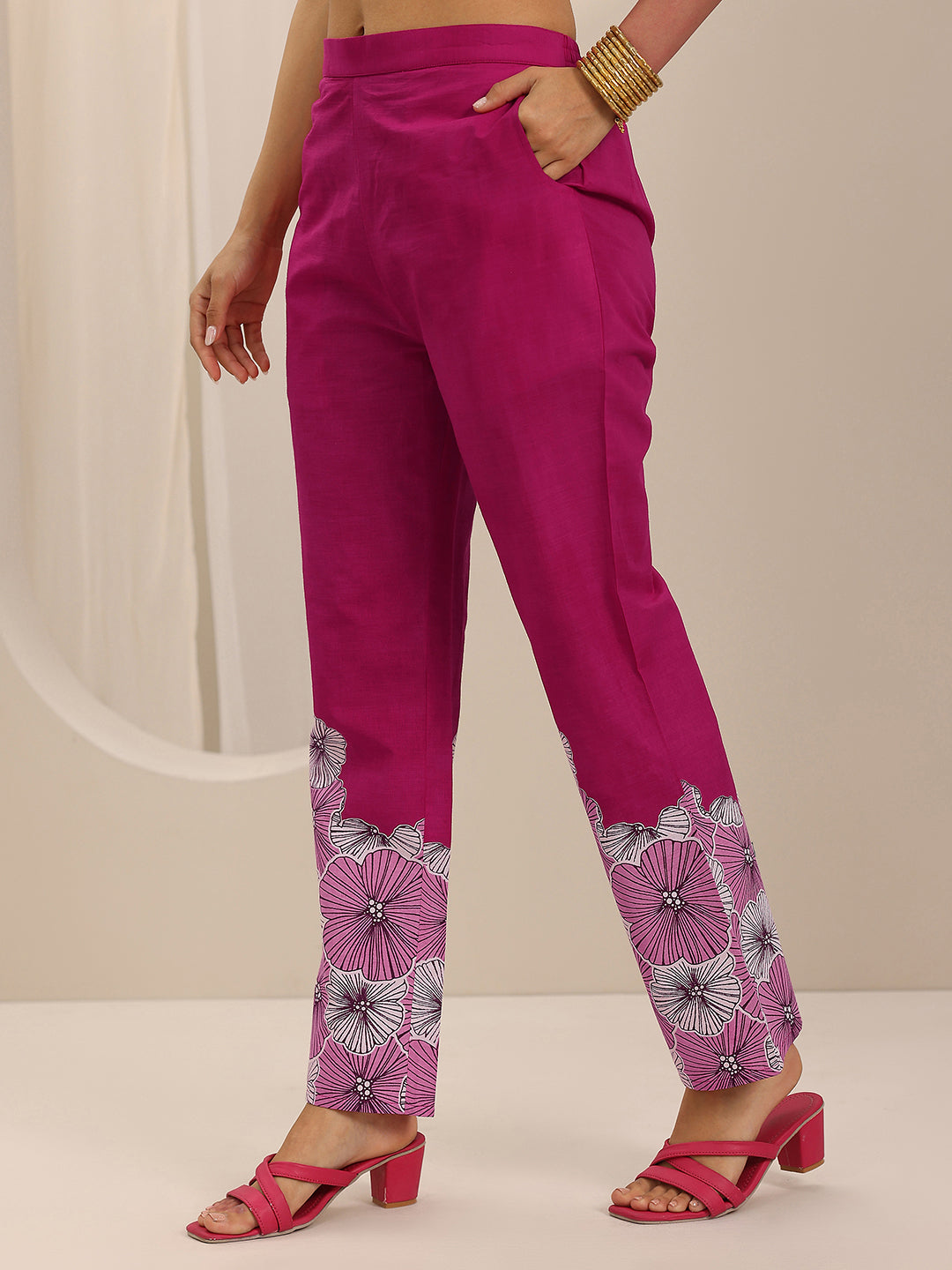 Libas Pink Printed Cotton Co-Ord Sets