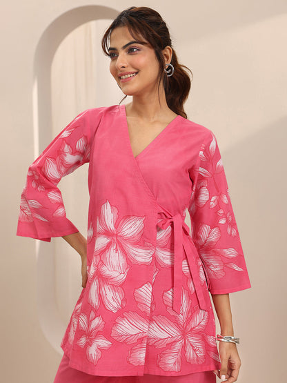 Libas Pink Printed Cotton Co-Ord Sets
