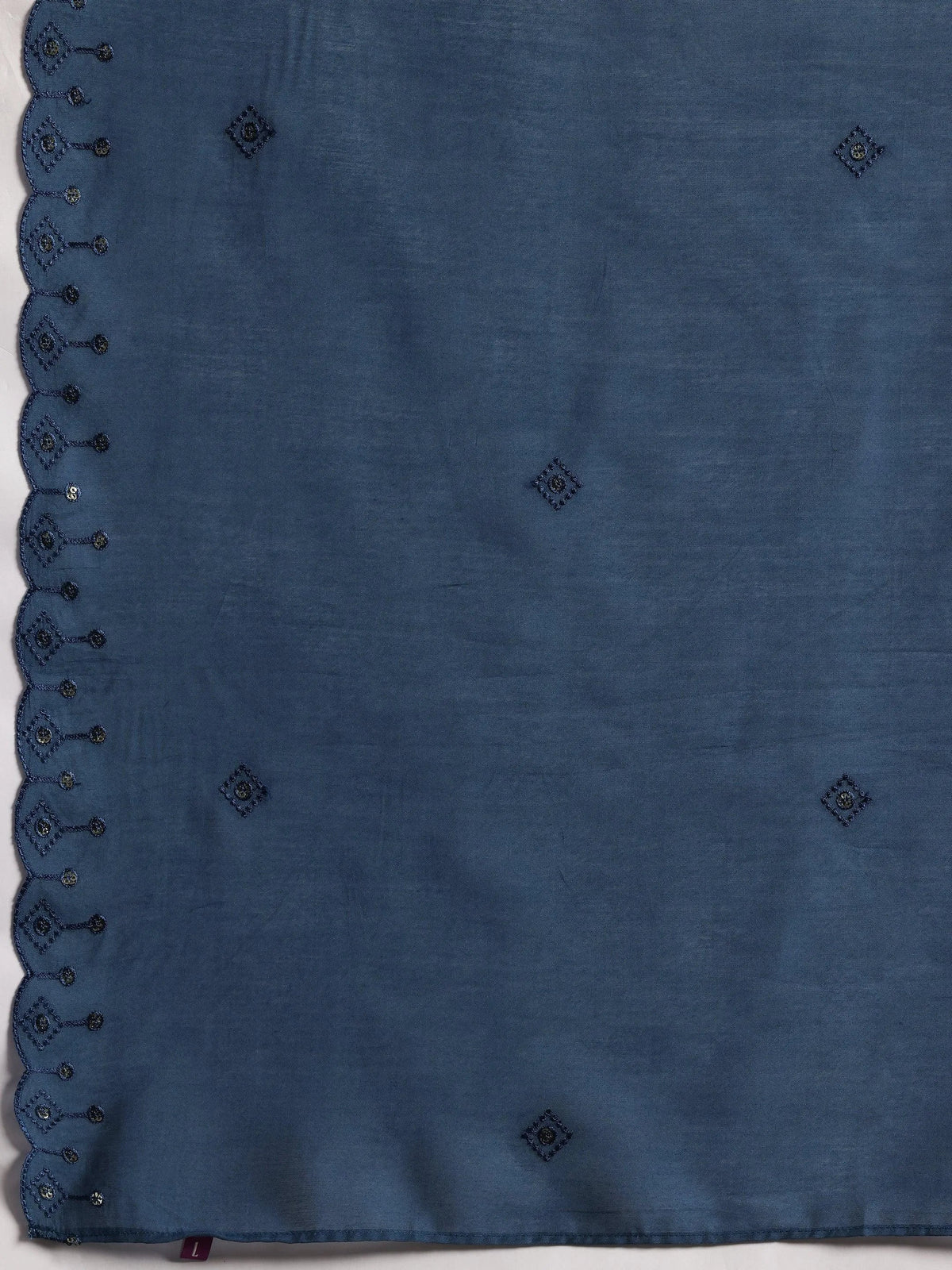 Gerua Blue Embroidered Silk Blend Straight Suit With Dupatta