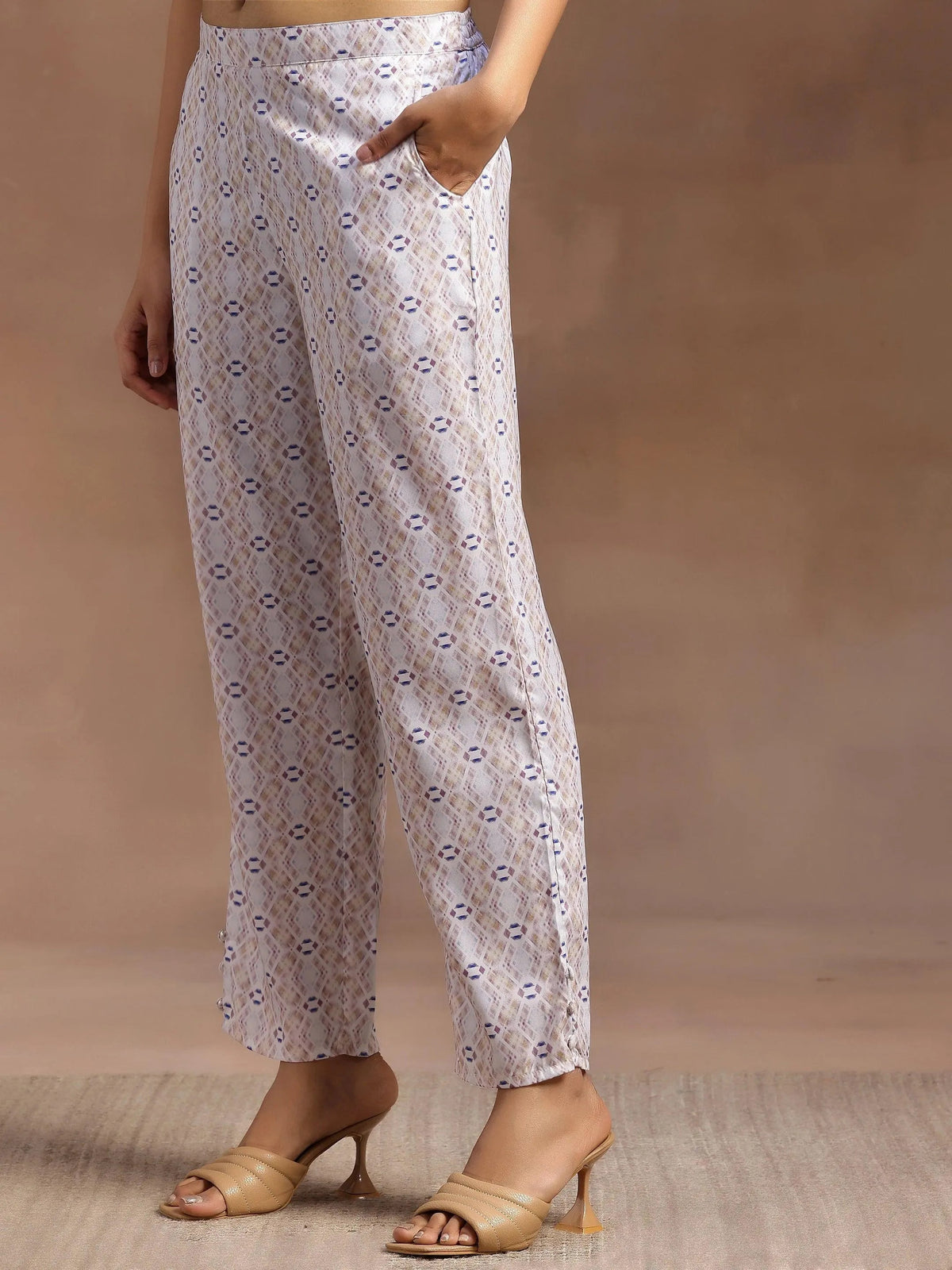 Libas Beige Embroidered Cotton Blend Straight Suit With Dupatta