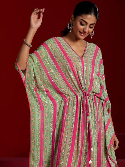 Libas Art Pink Printed Poly Georgette 3 Piece Co-Ords