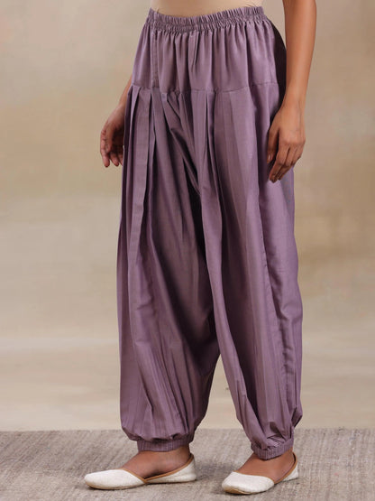 Libas Mauve Self Design Silk Blend Straight Suit With Dupatta