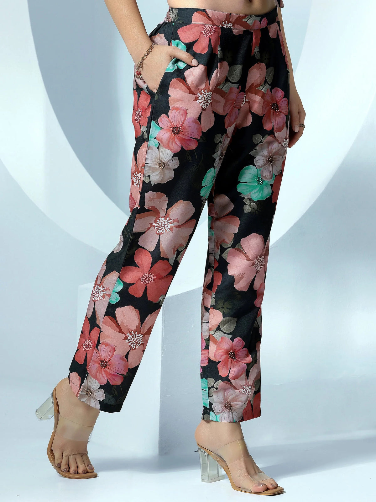 Libas Black Printed Cotton Blend Co-Ords