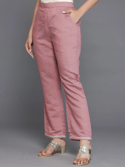 Gerua Mauve Printed Silk Blend A-Line Kurta With Palazzos