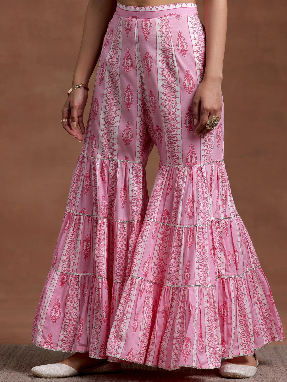 Libas Pink Yoke Design Cotton Straight Suit With Dupatta