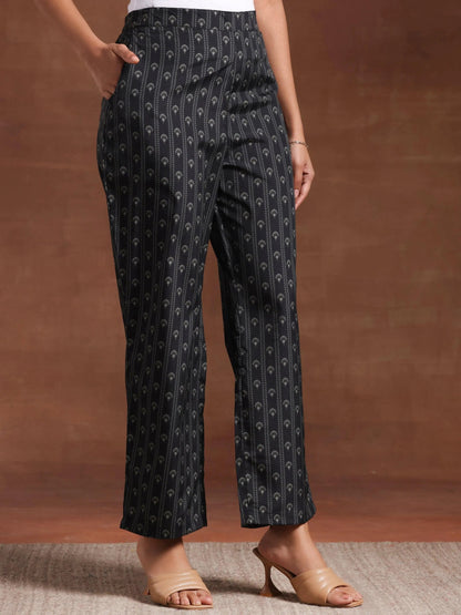 Libas Black Printed Crepe Straight Kurta Set