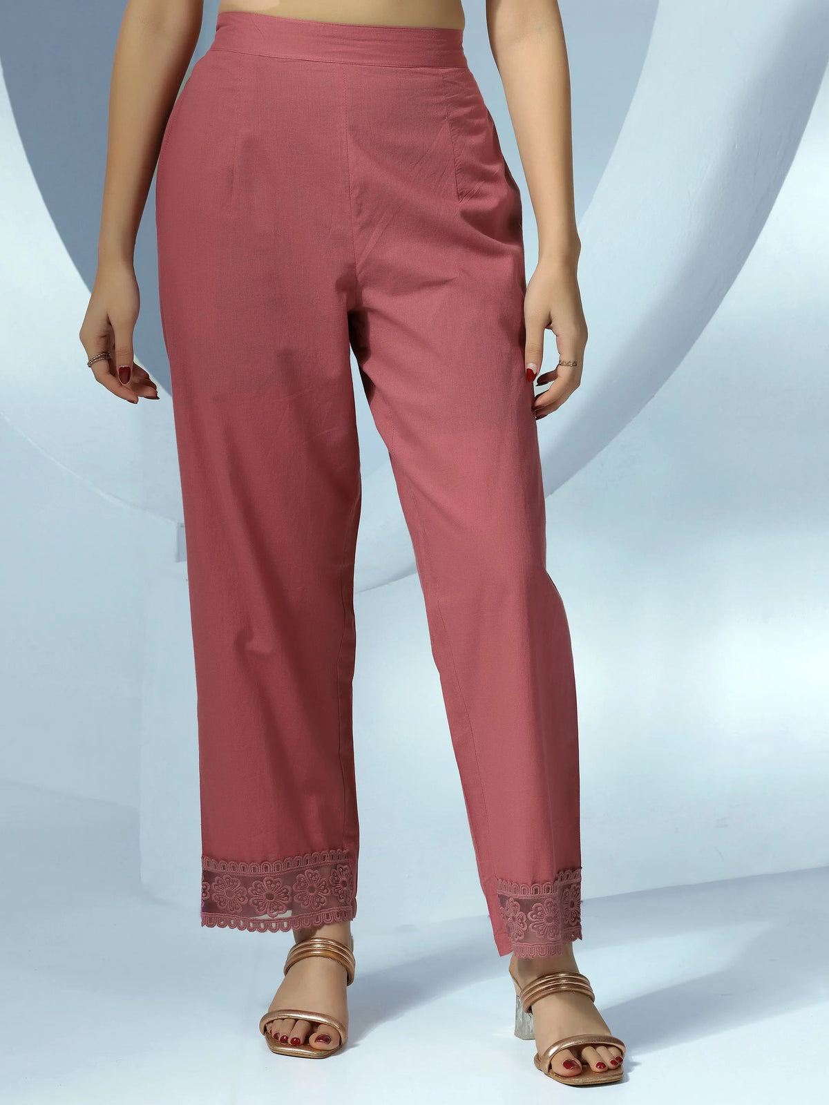 Libas Mauve Printed Cotton Blend Straight Suit With Dupatta