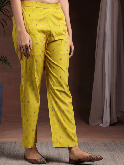 Libas Mustard Printed Poly Crepe Straight Suit With Dupatta