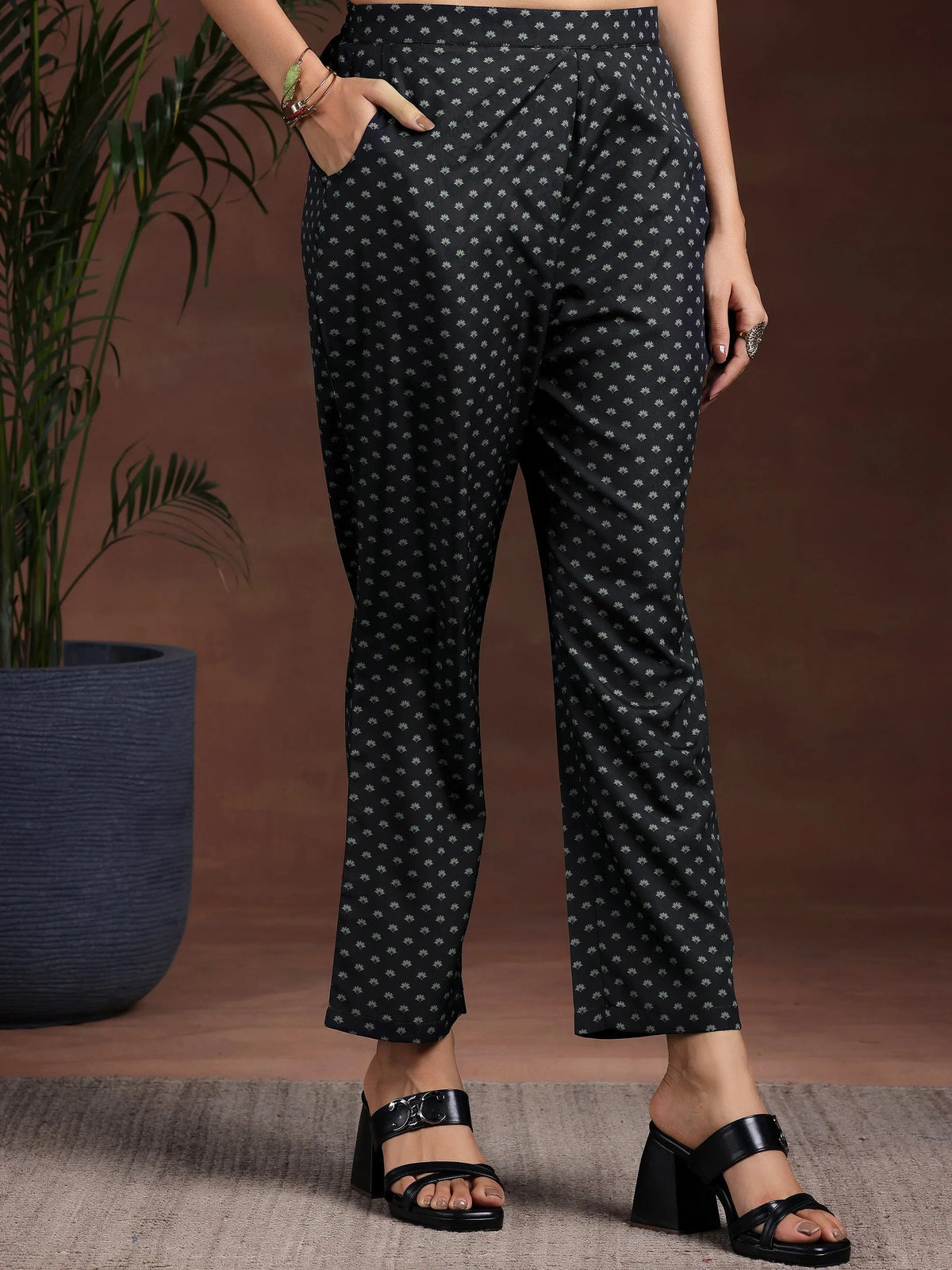 Gerua Black Printed Poly Crepe Straight Suit With Dupatta