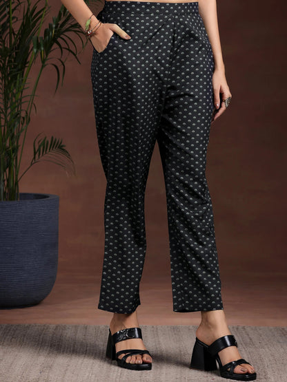 Gerua Black Printed Poly Crepe Straight Suit With Dupatta