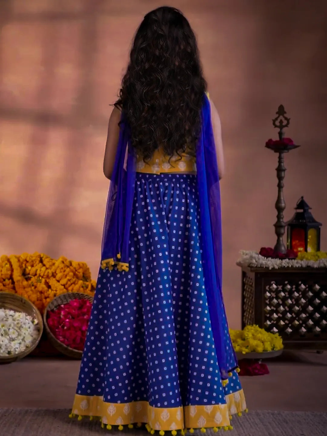 Libas Kids Yellow Cotton Printed Lehenga Set