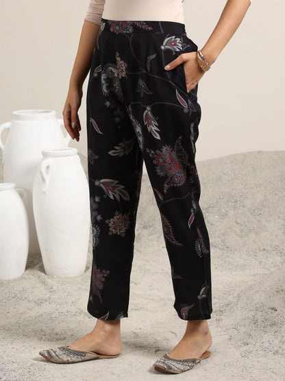 Libas Black Printed Silk Blend Co-Ords