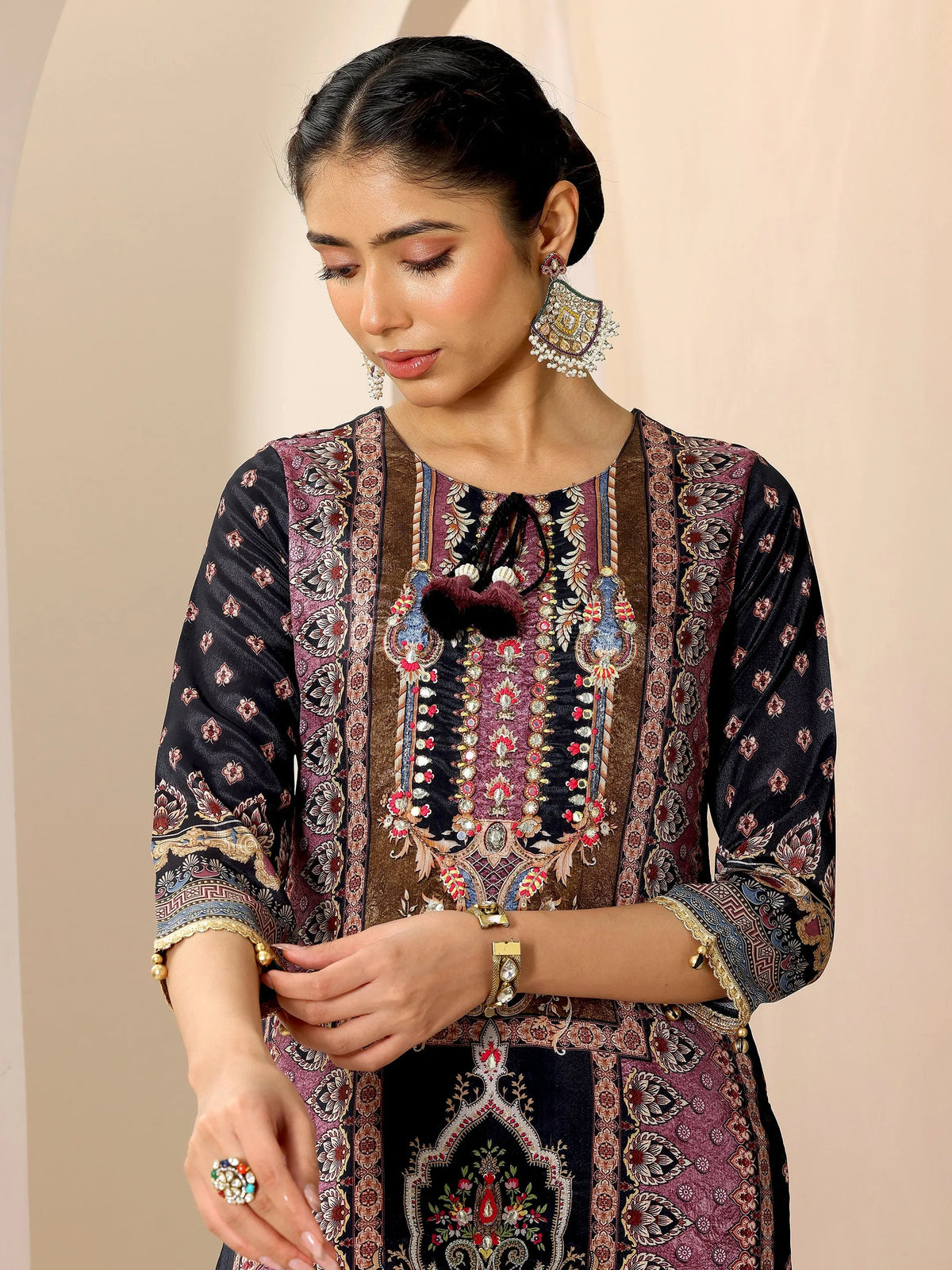 Libas Multi Printed Chinon Straight Suit Set With Dupatta