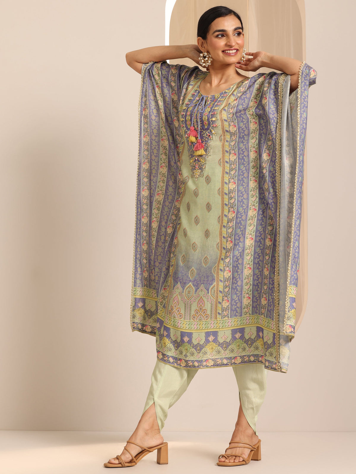 Libas Multi Printed Cotton Blend A-Line Kurta Set