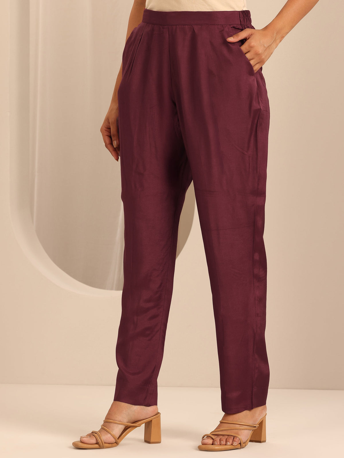Libas Maroon Printed Cotton Blend Straight Suit Set With Dupatta