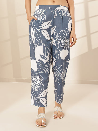 Libas Grey Printed Cotton Blend Co-Ord Sets