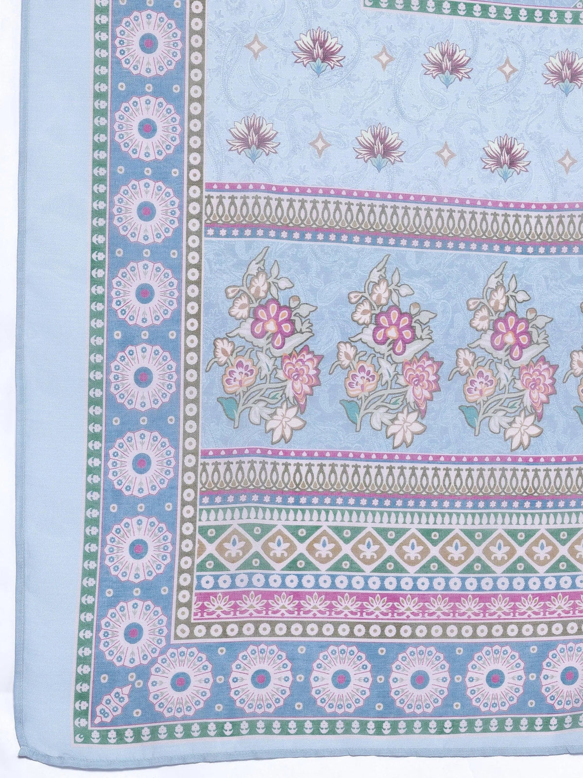 Gerua Blue Printed Poly Crepe Straight Suit With Dupatta
