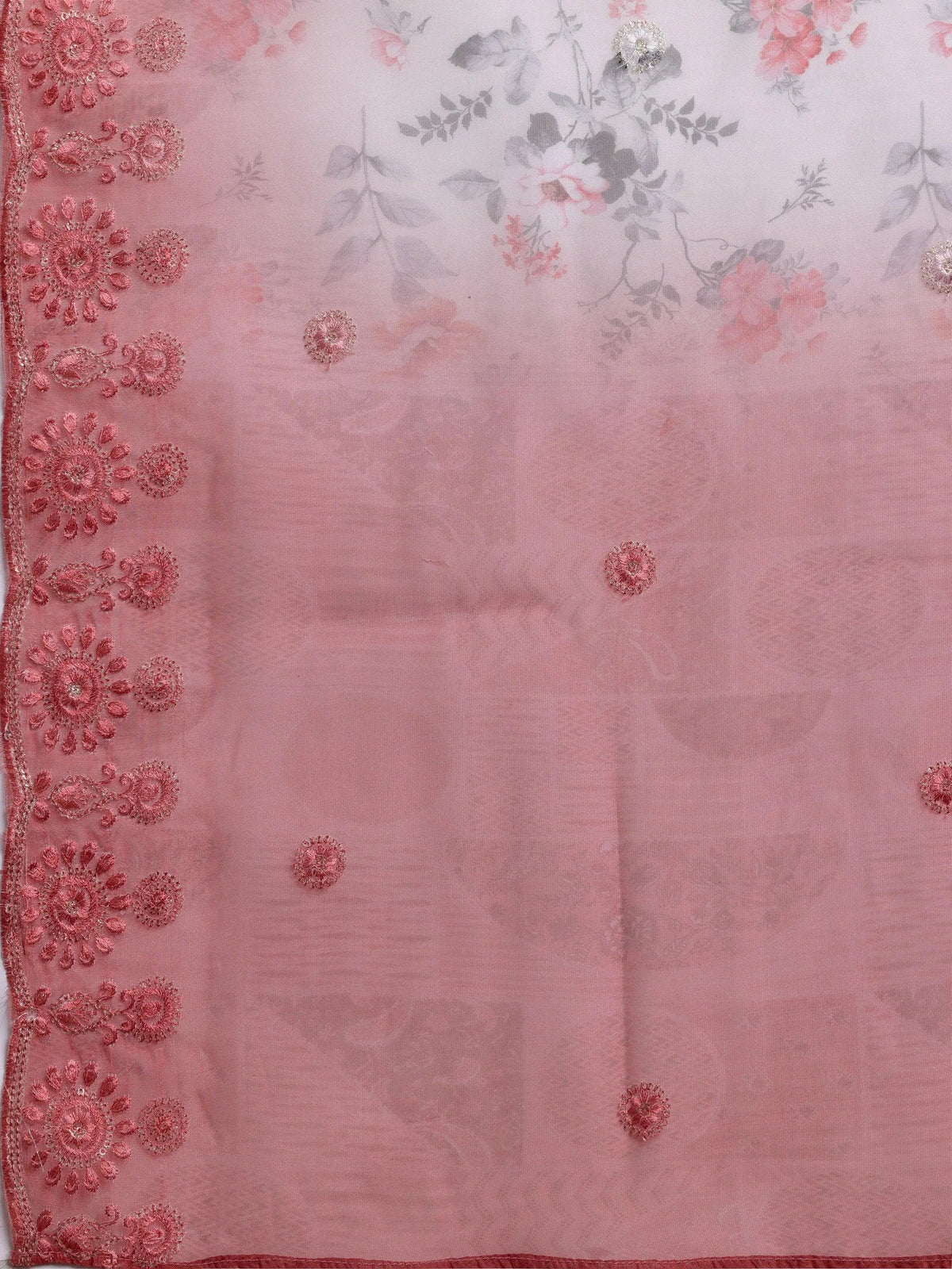 Libas Peach Embroidered Silk Blend Straight Suit With Dupatta
